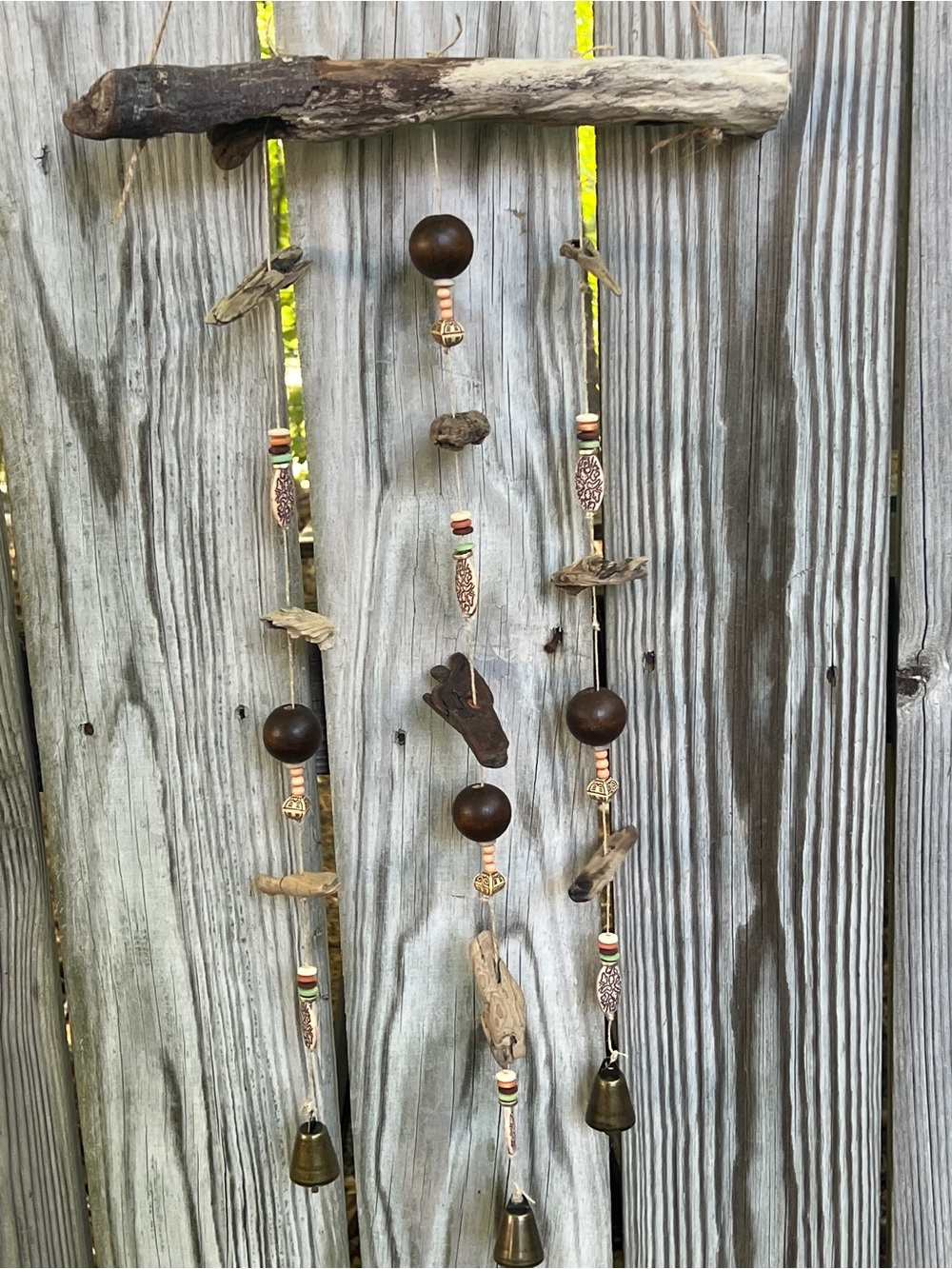 Hand Crafted Brown Bead Driftwood Wind Chime